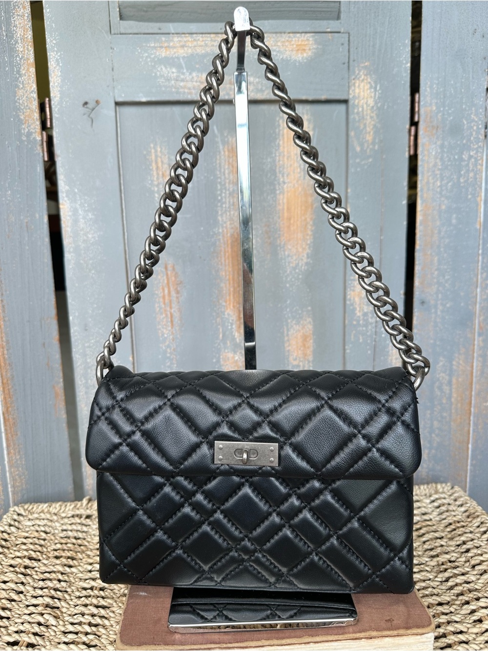 Kurt Geiger London Brixton Lock Lambskin Bag Black